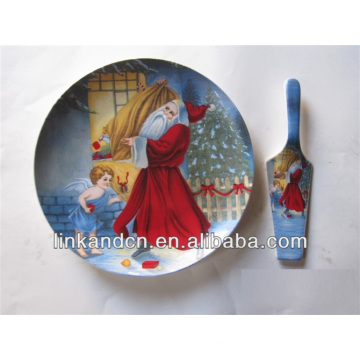 KC-02529popular santa Weihnachten Pizza / Kuchen Platten mit Server